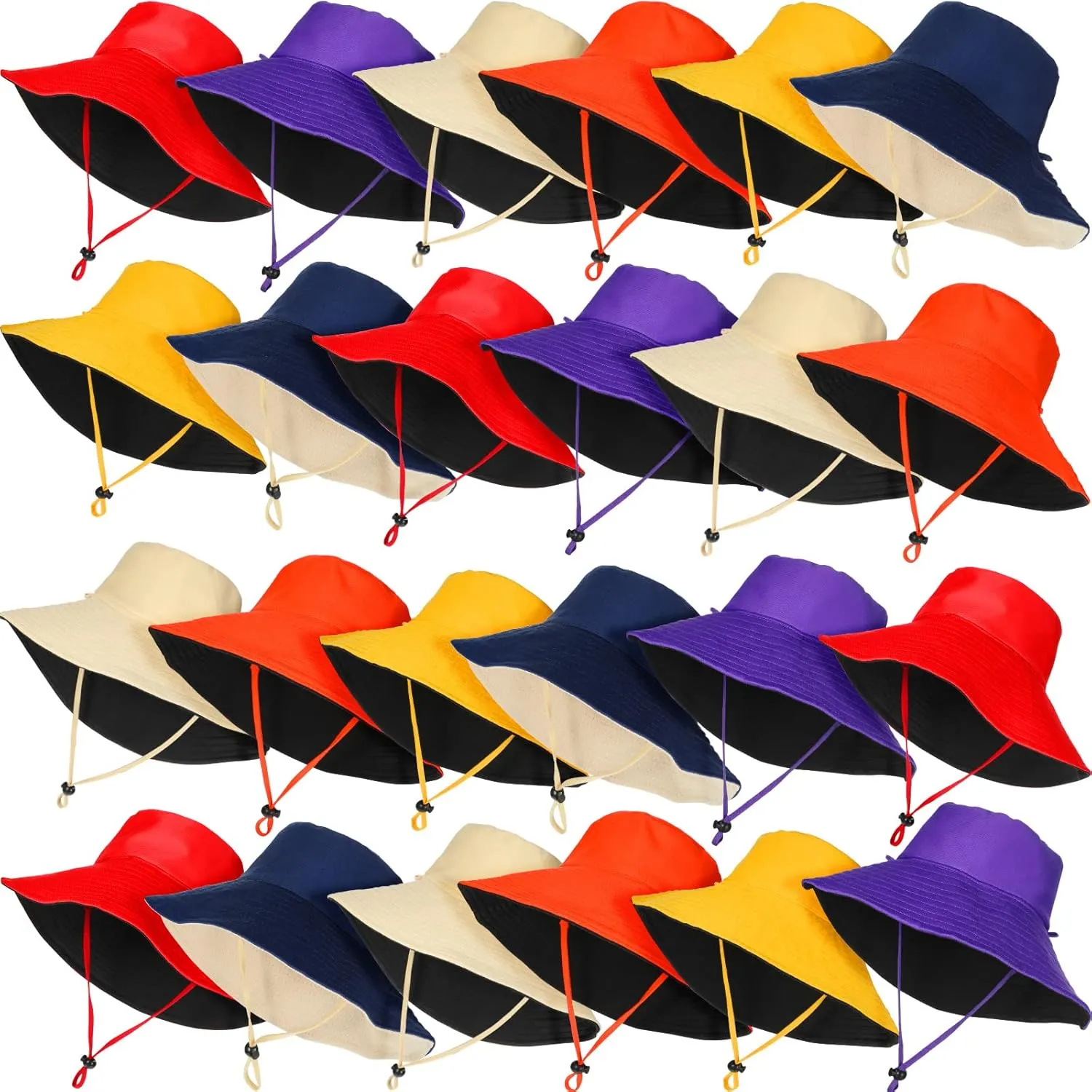 Xuhal 24 Pcs Wide Brim Bucket Hats for Women Bulk UPF 50  UV Sun Hats Beach Summer Solid Color for Holiday