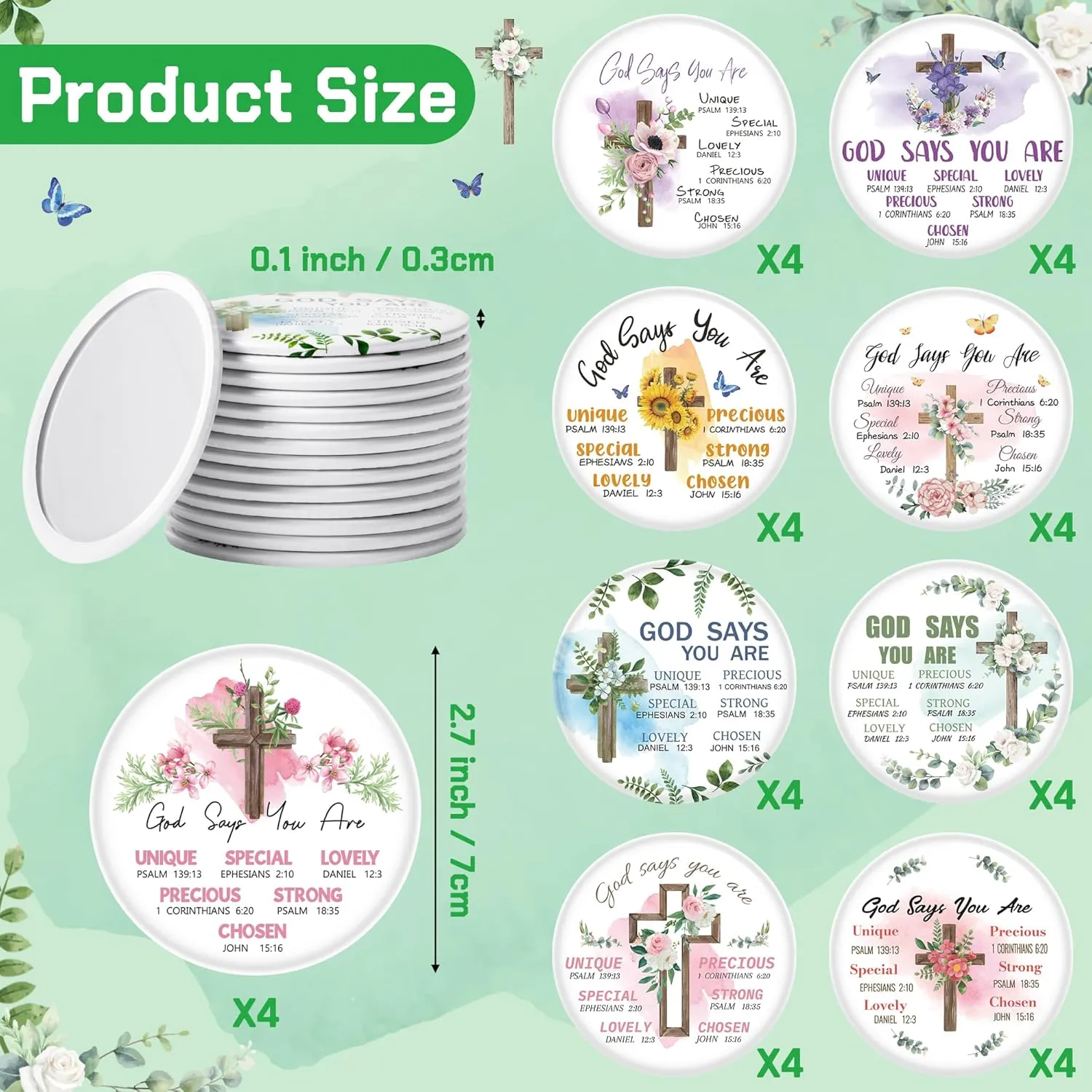 Y1tvei Christian Gifts Compact Mirror - 36Pcs Flower Cross God Say You are Bible Verse Mini Compact Mirrors Inspirational Portable Pocket Makeup Mirror for Church Party Favors for Women Mothers’ Day