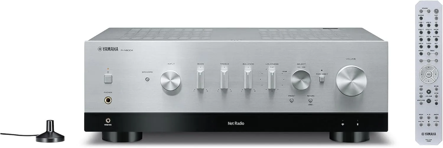 Yamaha R-N800A Network Receiver with Phono and Built-in DAC, Silver