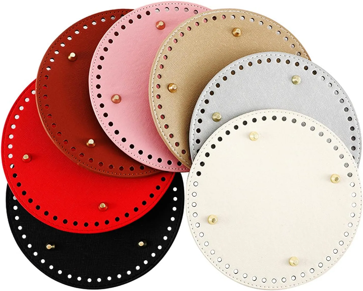 Yayatty 8 Color PU Leather Bag Bottom Base Crochet Bag Bottom, 8 Pieces 5.9 Inch Round Knitting Crochet Bags Bottom with Crochet for DIY Handbag Shoulder Bags Purse Making Supplies
