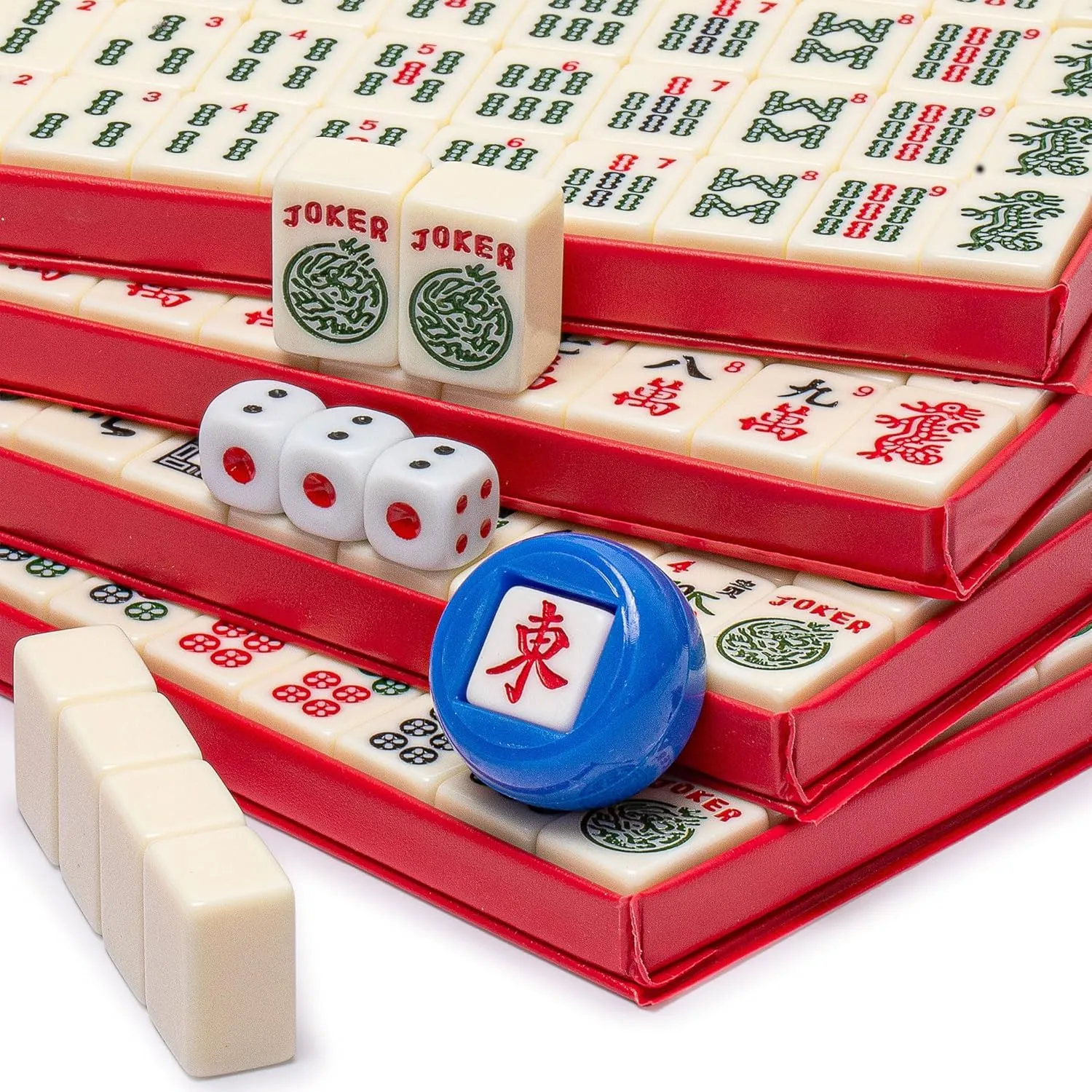 Yellow Mountain Imports Mini American Mahjong Travel Game Set with Nylon Case, Racks, Wind Indicator and Dice