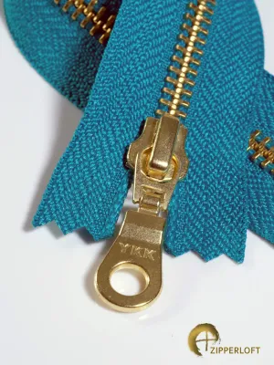 YKK #5 Golden Brass (5-10" / 12.7-25.4cm) - 906 Lagoon