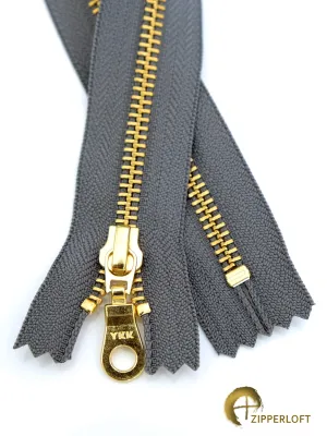 YKK #5 Golden Brass (5-16" / 12.7-40.7cm) - 578 Granite Grey