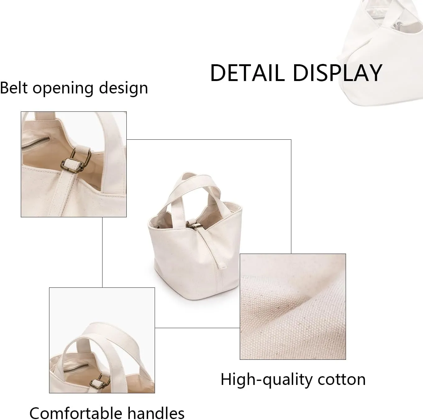 YONBEN® Tote Bucket Bag -Simple and Comfortable Handbag with Belt Opening Design Lightweight and Versatile Bucket Bag