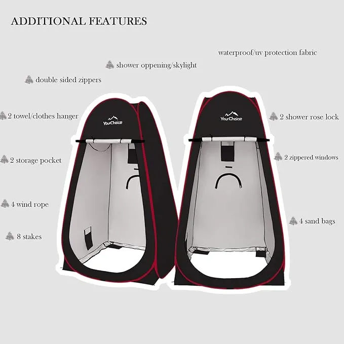 Your Choice Oversized 6.89FT Pop Up Privacy Tent - Camping Shower Changing Tent, Portable Bathroom Toilet Room