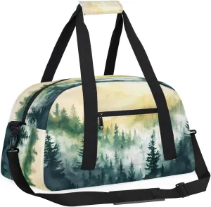 Yzrwebo Abstract Mountain Tree Kids Gym Sport Bag for Boys Girls, Landscape Travel Duffle Bag Gymnastics Dance Bag Teen Weekender Overnight Carry on Tote Bags