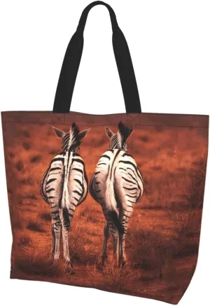 Zebra Back View Tote Bag Shopping Bag Portable Handbags Tote Shoulder Bucket Bags for Women