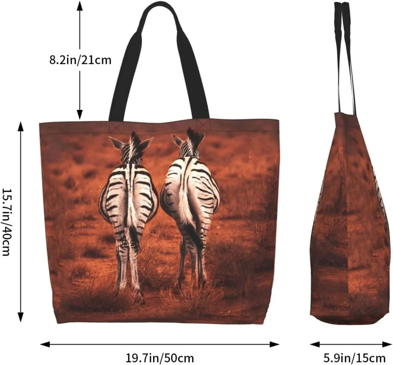 Zebra Back View Tote Bag Shopping Bag Portable Handbags Tote Shoulder Bucket Bags for Women