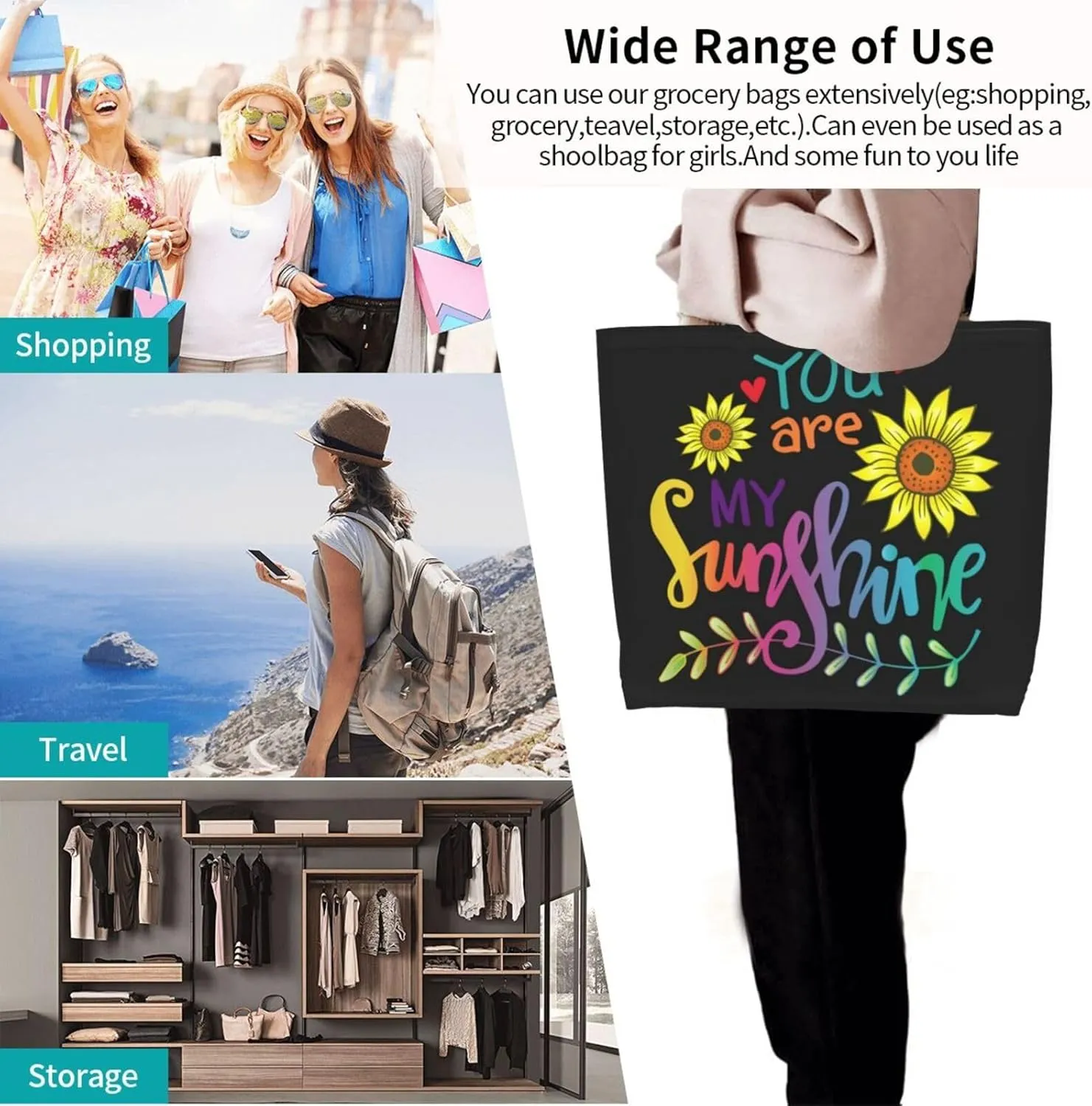 Zebra Back View Tote Bag Shopping Bag Portable Handbags Tote Shoulder Bucket Bags for Women