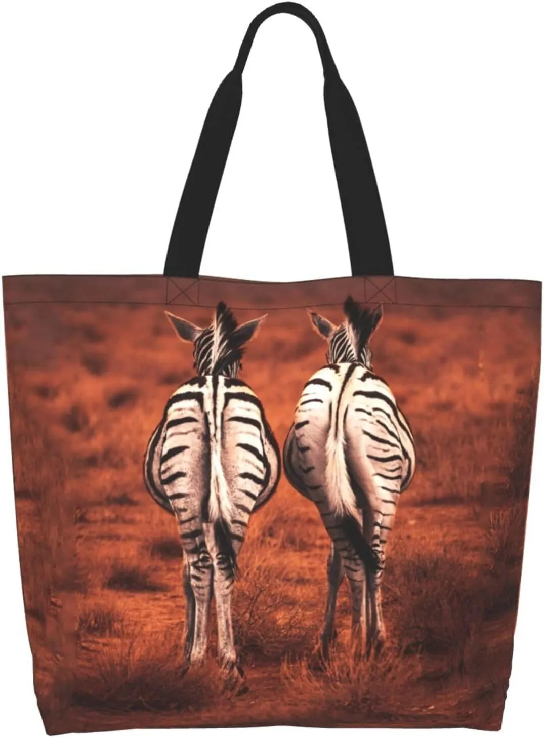 Zebra Back View Tote Bag Shopping Bag Portable Handbags Tote Shoulder Bucket Bags for Women