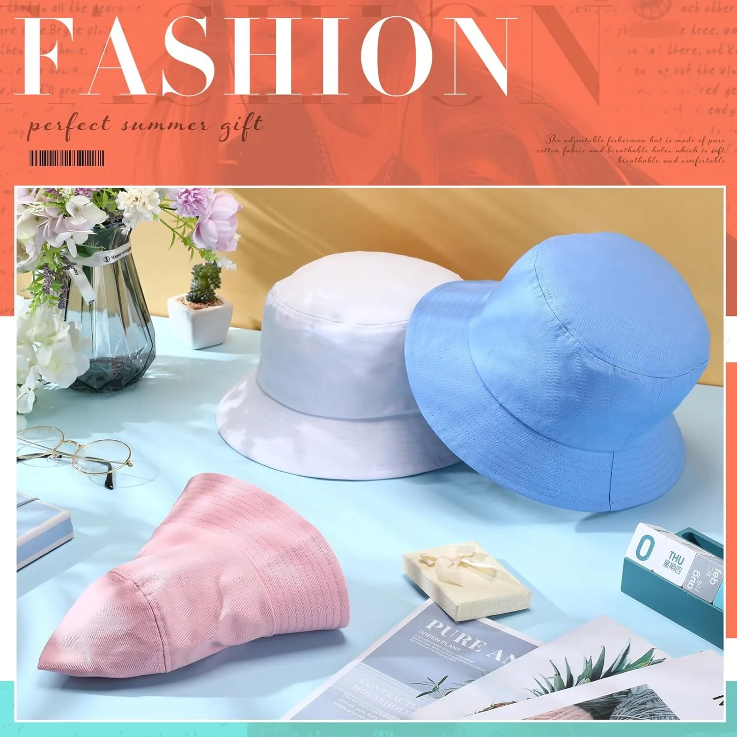 Zhanmai 3 Pcs XXL Bucket Hat for Man Woman Large Oversize Summer Beach Cotton Hats for Fisherman