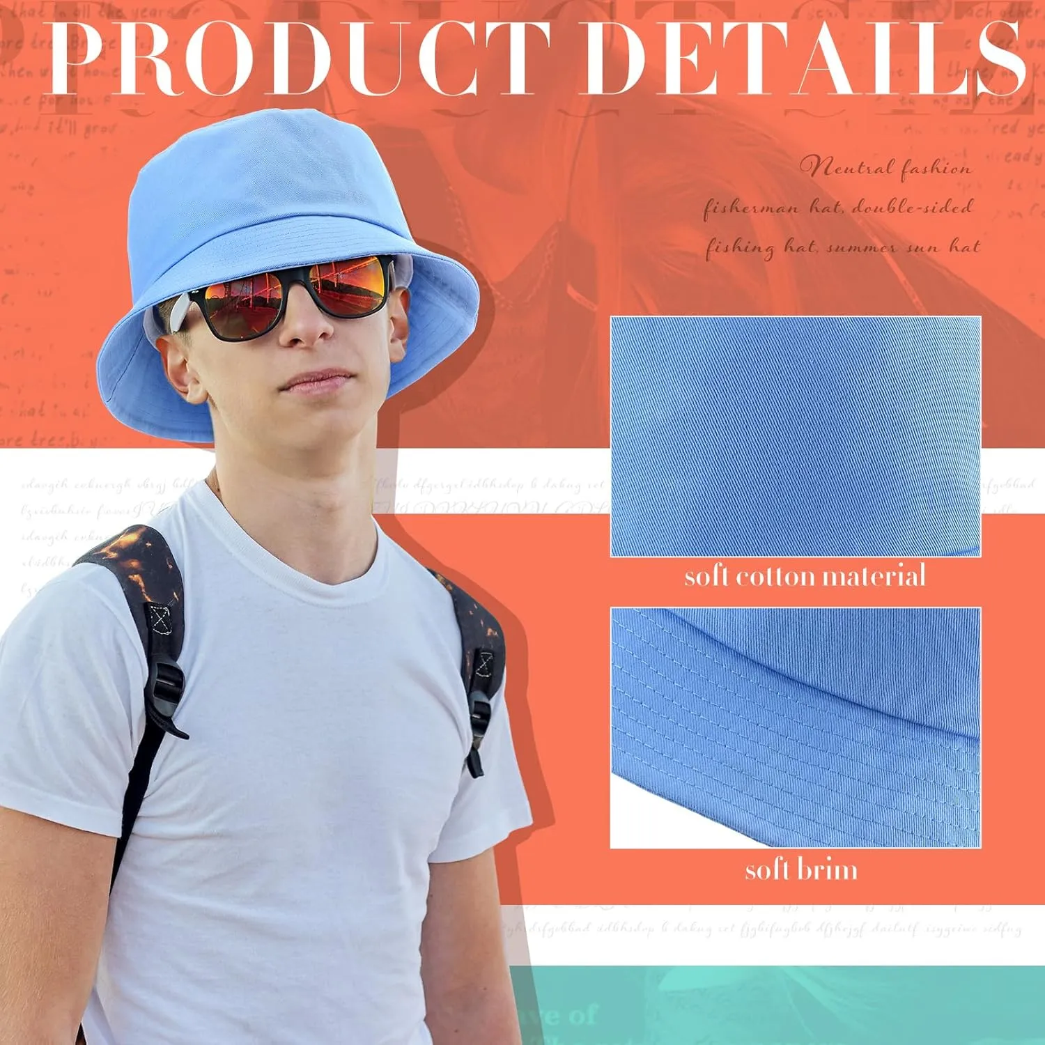 Zhanmai 3 Pcs XXL Bucket Hat for Man Woman Large Oversize Summer Beach Cotton Hats for Fisherman