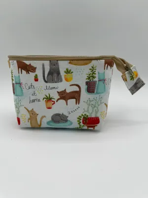 Zipper Bucket Bag - Cats and Plants