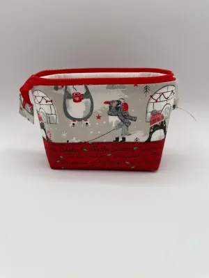 Zipper Bucket Bag - Christmas Penguins and Igloos