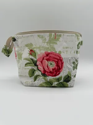 Zipper Bucket Bag - Coral Rose Collage