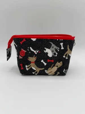 Zipper Bucket Bag - Dogs on Black