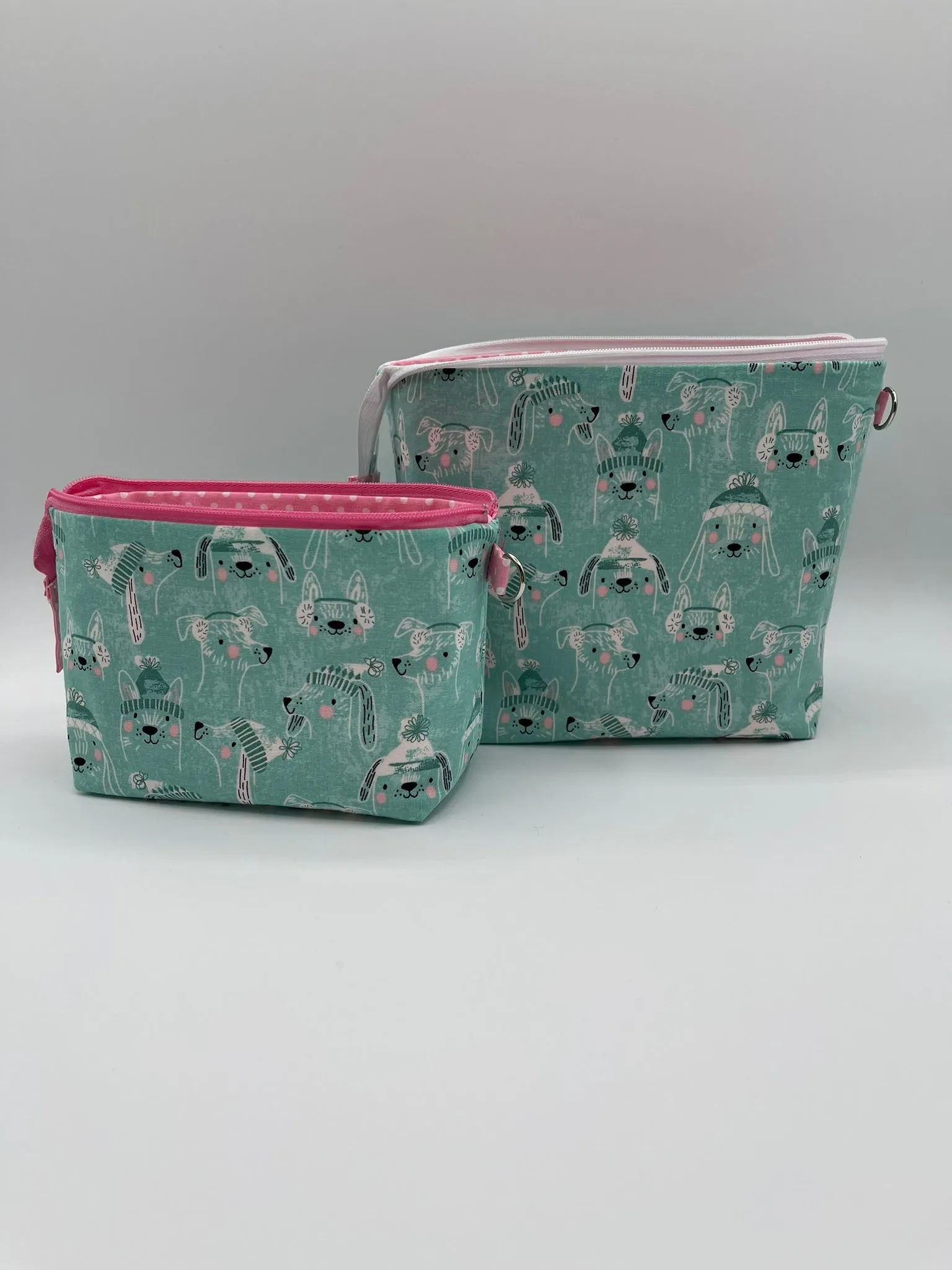 Zipper Bucket Bag - Dogs Sketches on Blue