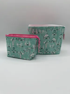 Zipper Bucket Bag - Dogs Sketches on Blue