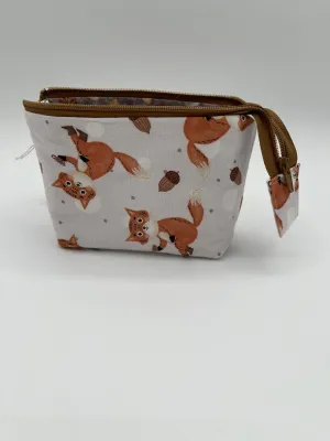 Zipper Bucket Bag - Foxes with Coffee