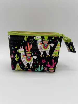 Zipper Bucket Bag - Llamas on Black