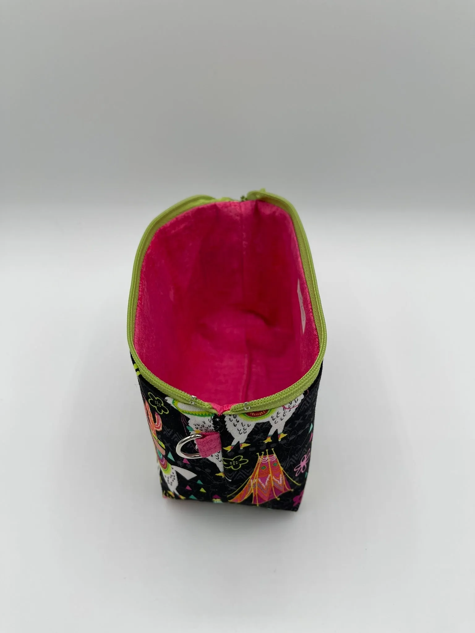 Zipper Bucket Bag - Llamas on Black
