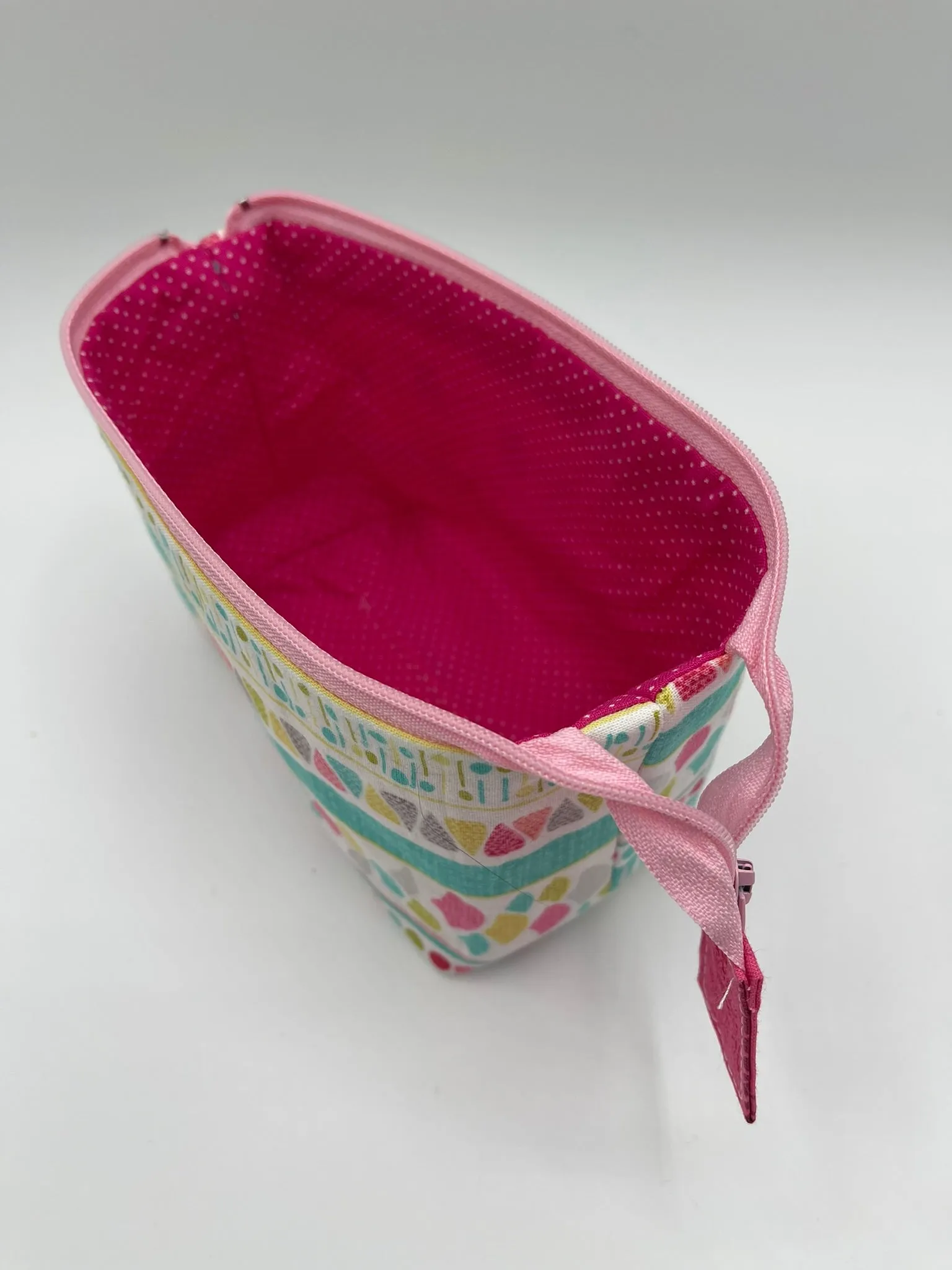 Zipper Bucket Bag - Pink and Teal Shapes