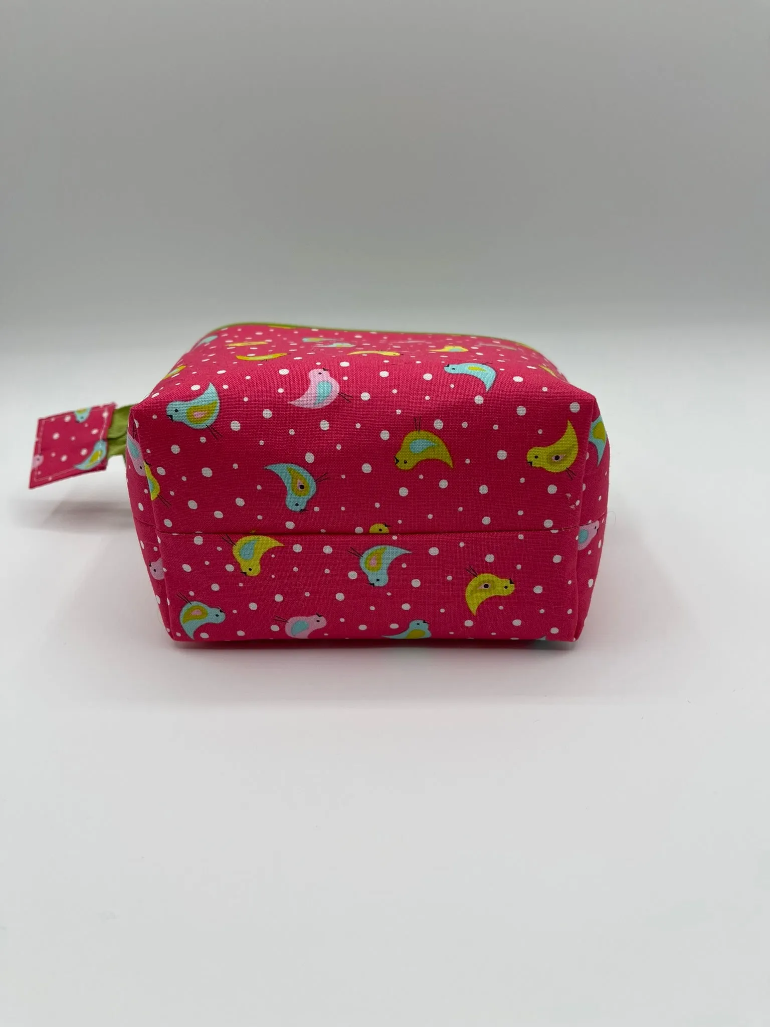 Zipper Bucket Bag - Tiny Birds on Pink