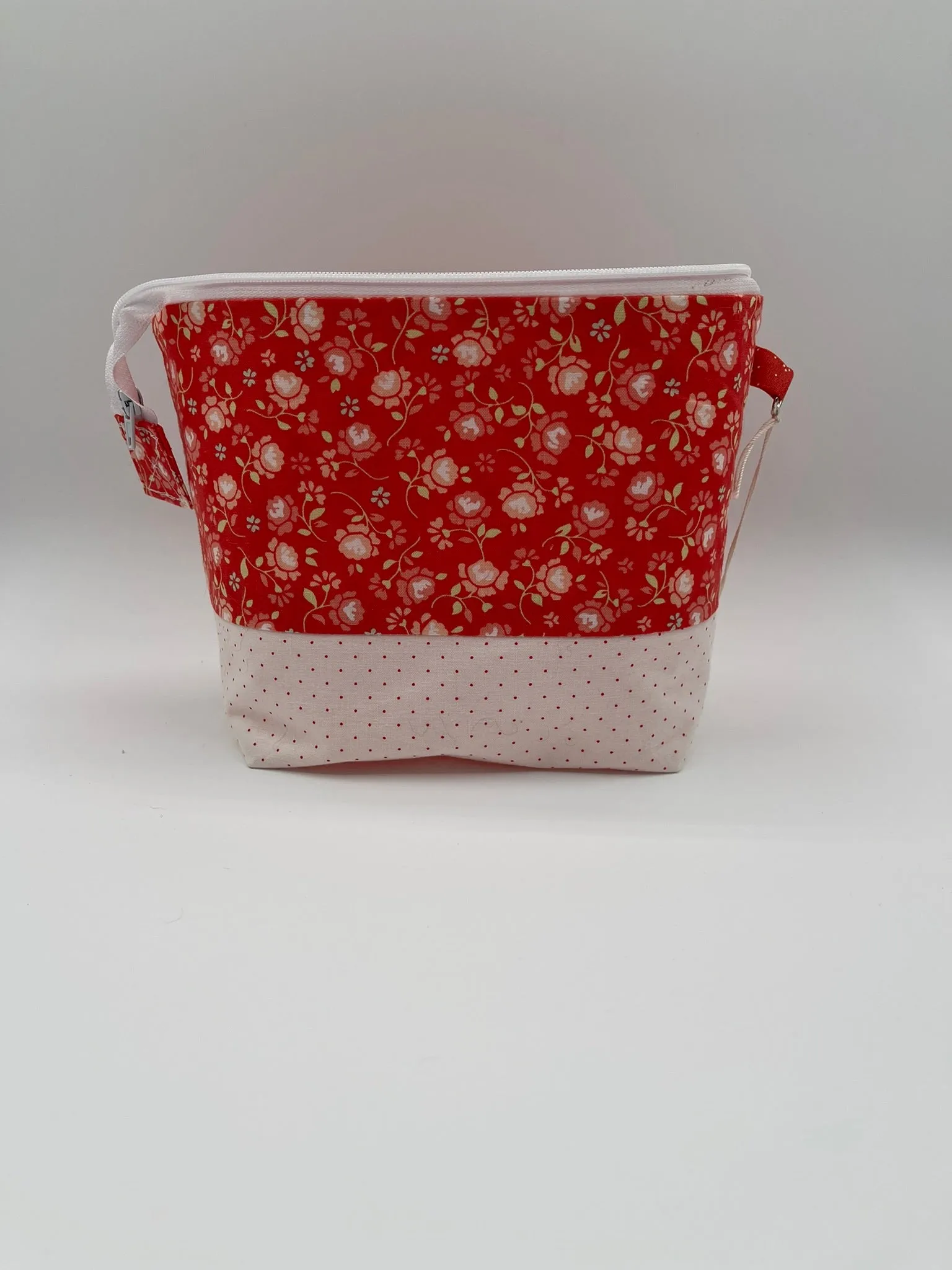 Zipper Bucket Bag - Tiny Flowers on Orange