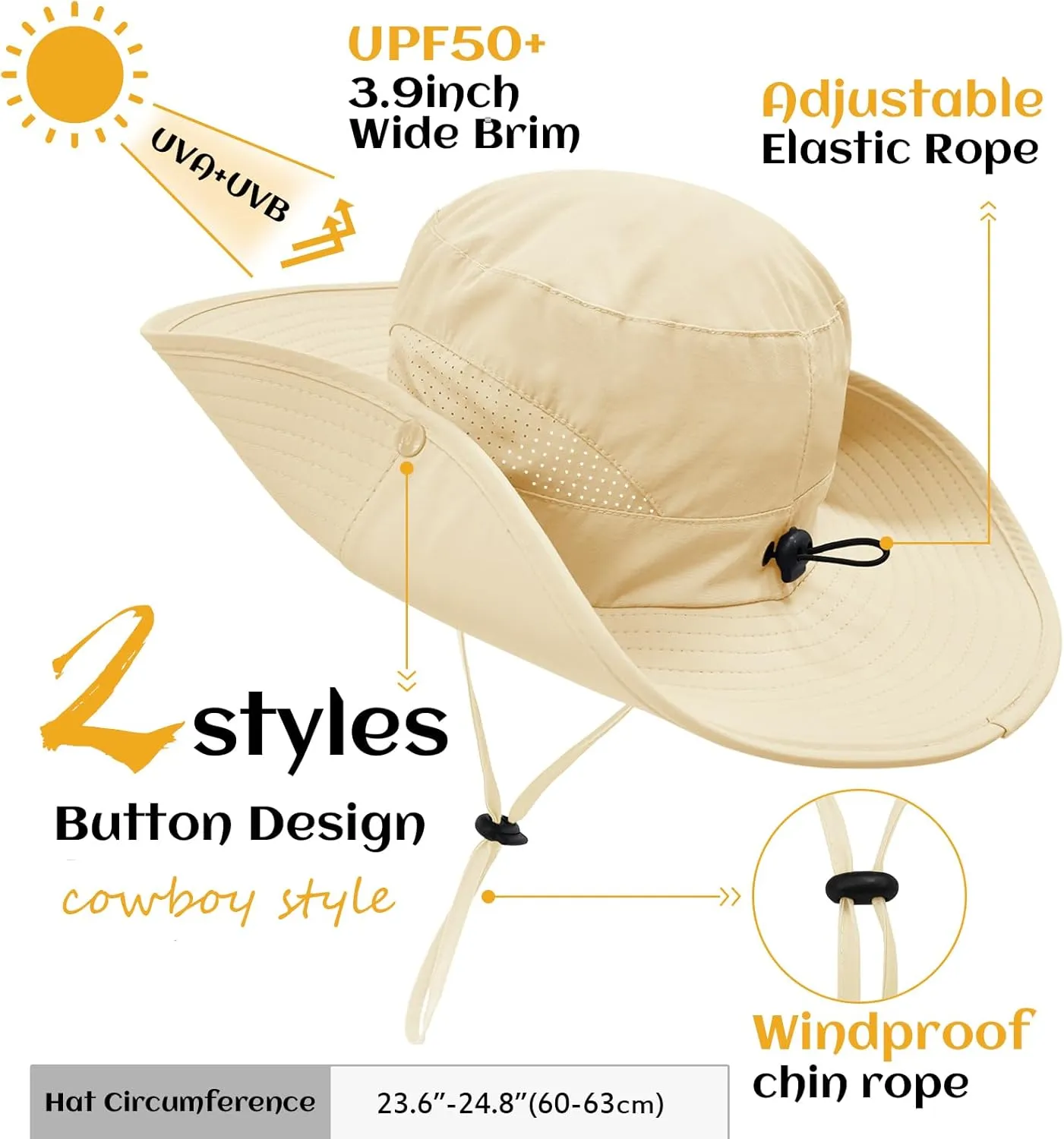 ZOORON Sun Hat for Men Women Fishing Hat with Neck Flap Wide Brim Bucket Hat UV Protection for Beach Camping Hiking