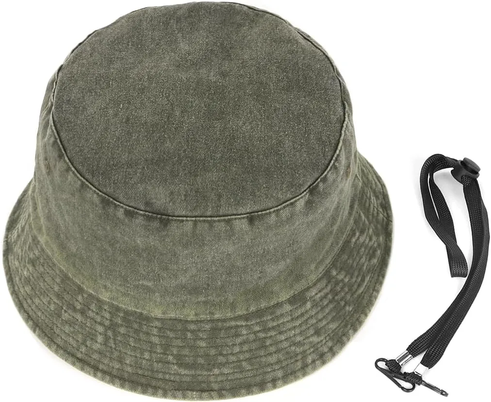 Zylioo Oversize XXL Washed Bucket Hat for Men Women,Large Faded Denim Sun Hat,Packable Travel Beach Hats for Big Heads
